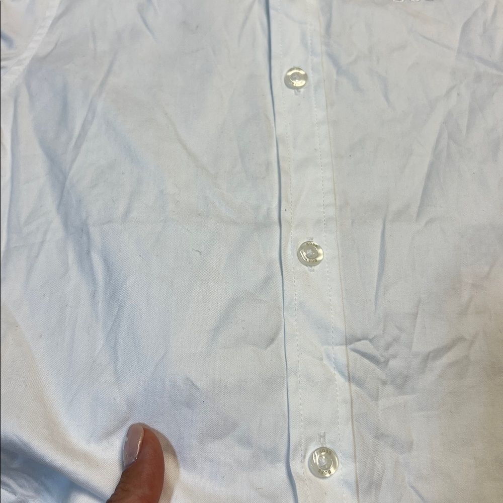 BOSS - Cotton Oxford Embroidered Logo Regular Fit Dress Shirt - Picture 5 of 7
